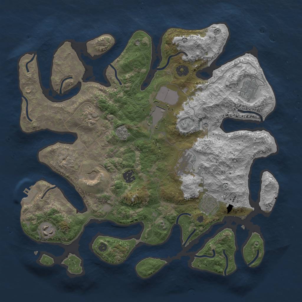 Rust Map: Procedural Map, Size: 3700, Seed: 1642841082, 13 Monuments