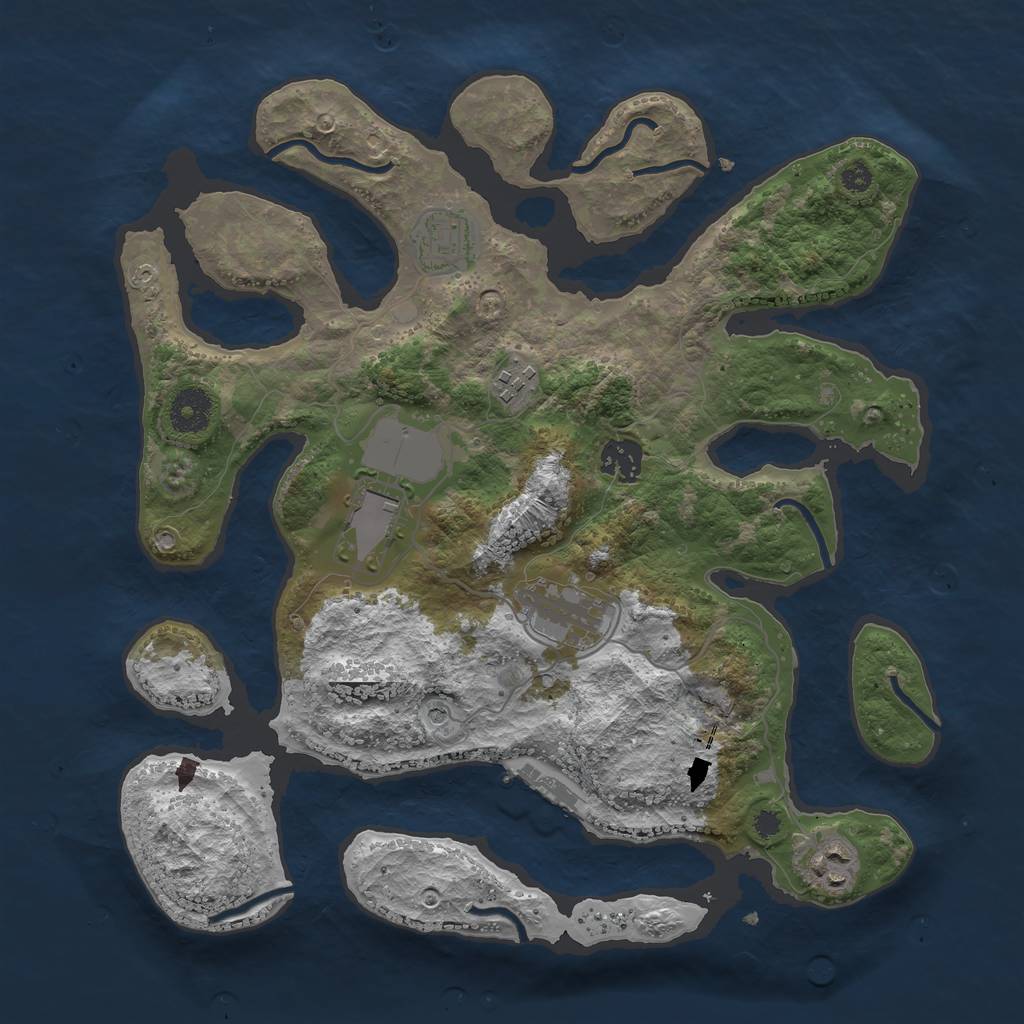 Rust Map: Procedural Map, Size: 3500, Seed: 2360, 10 Monuments