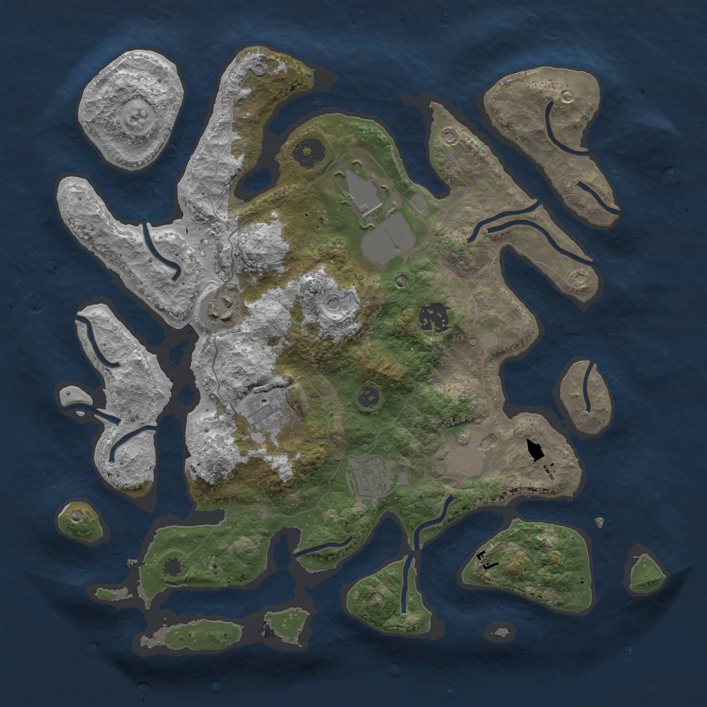 Rust Map: Procedural Map, Size: 3500, Seed: 623812, 9 Monuments