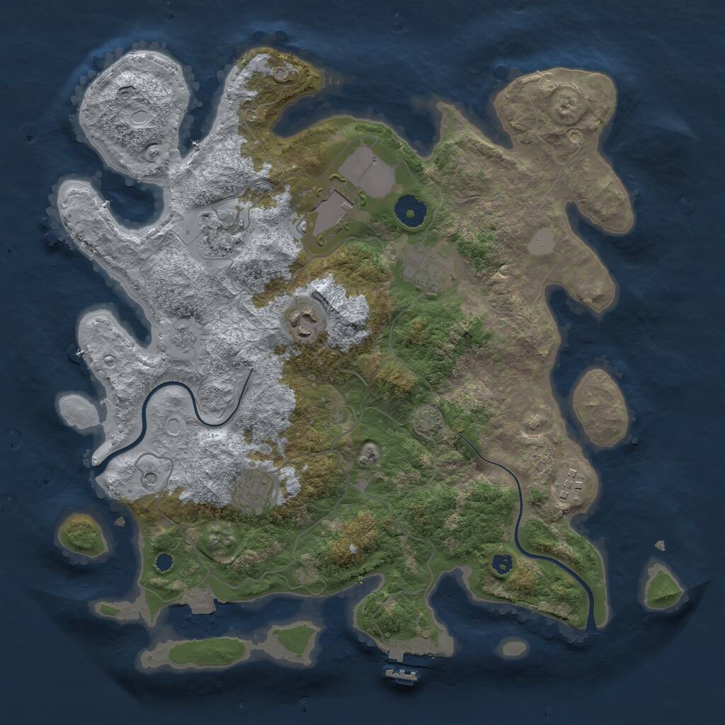 Rust Map: Procedural Map, Size: 3500, Seed: 623812, 11 Monuments