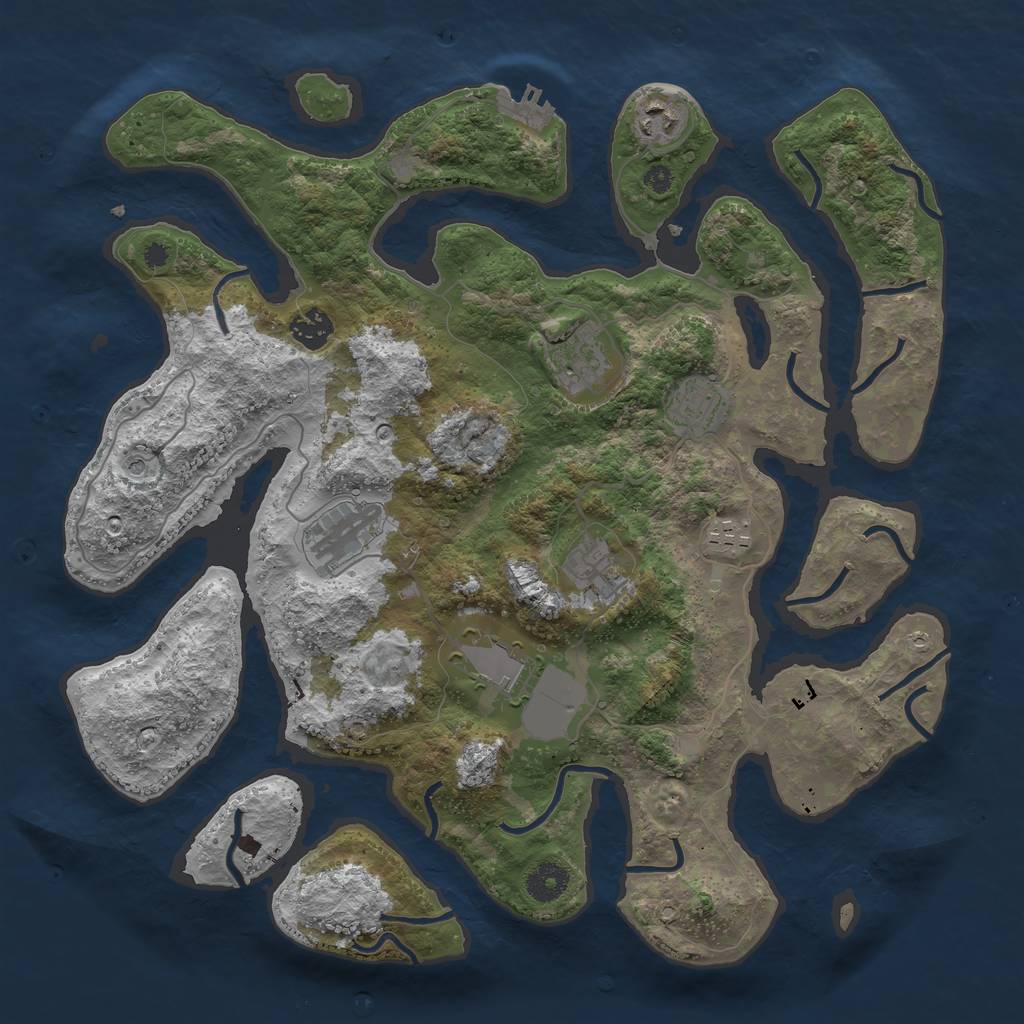 Rust Map: Procedural Map, Size: 3800, Seed: 19991, 12 Monuments