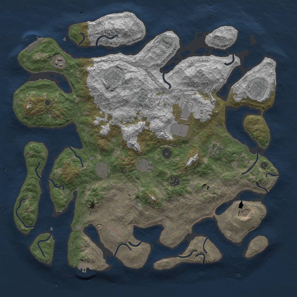 Rust Map: Procedural Map, Size: 4500, Seed: 56547820, 16 Monuments