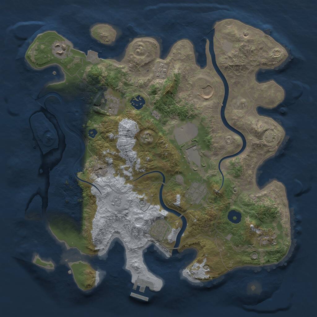 Rust Map: Procedural Map, Size: 3500, Seed: 1983929259, 14 Monuments