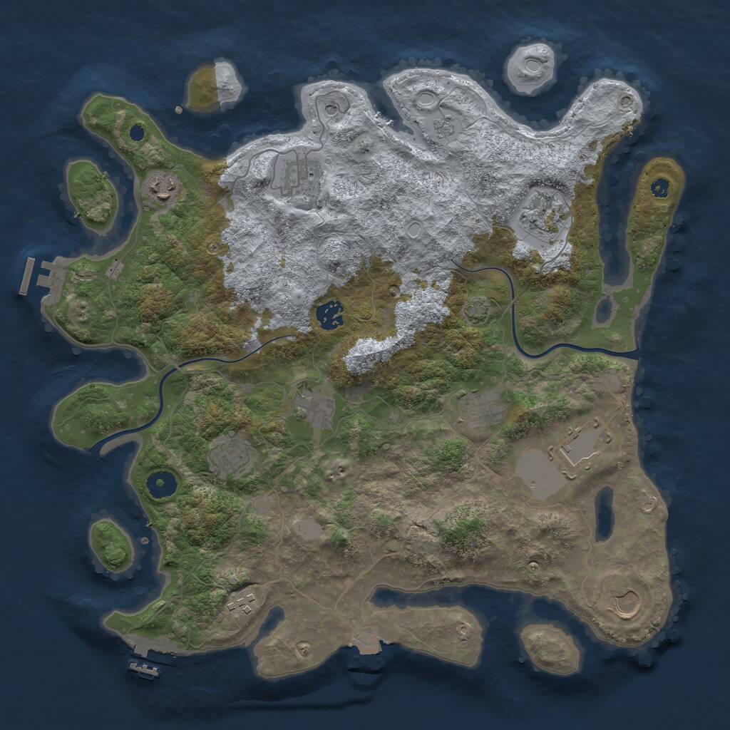 Rust Map: Procedural Map, Size: 3850, Seed: 1367622253, 16 Monuments