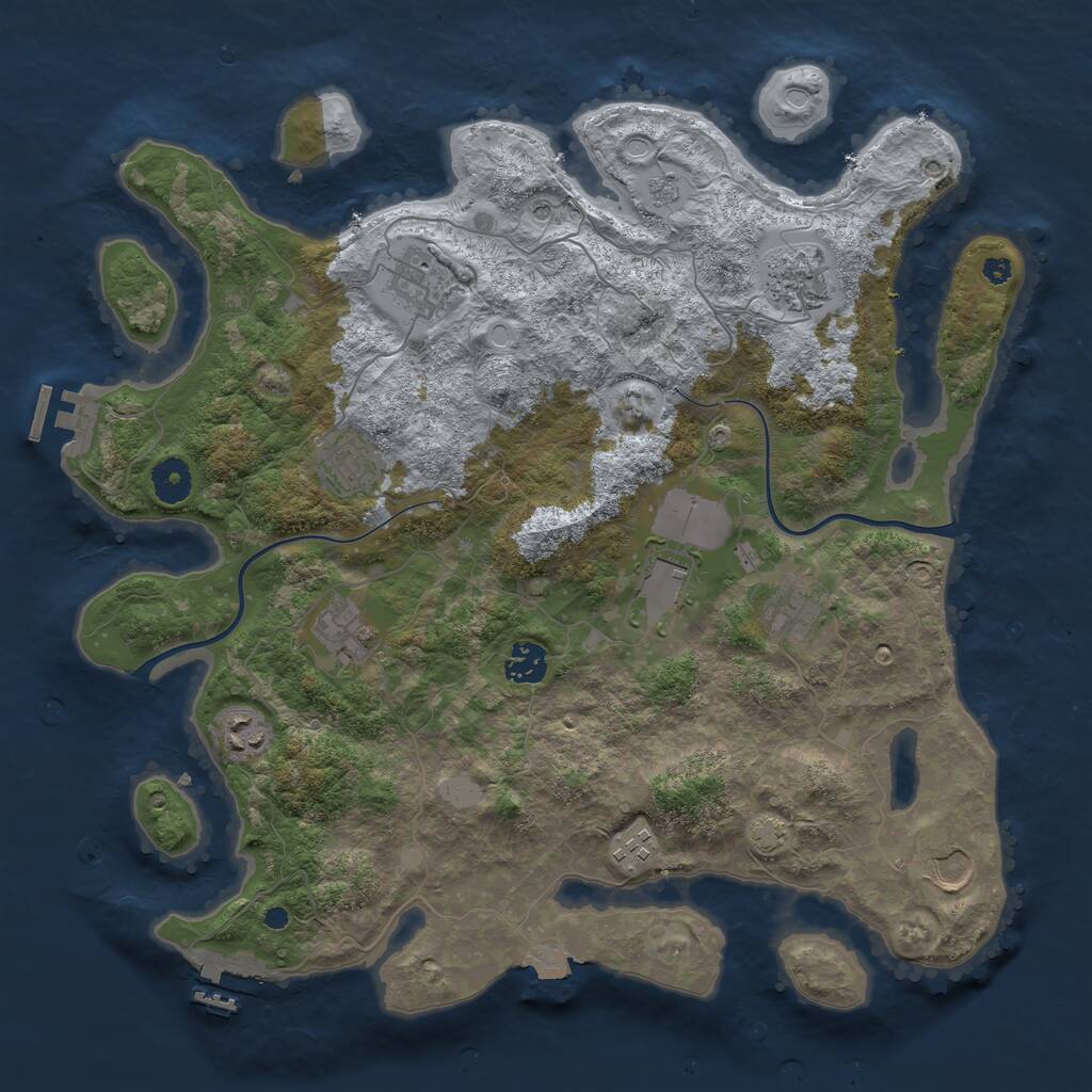 Rust Map: Procedural Map, Size: 3850, Seed: 1367622253, 16 Monuments