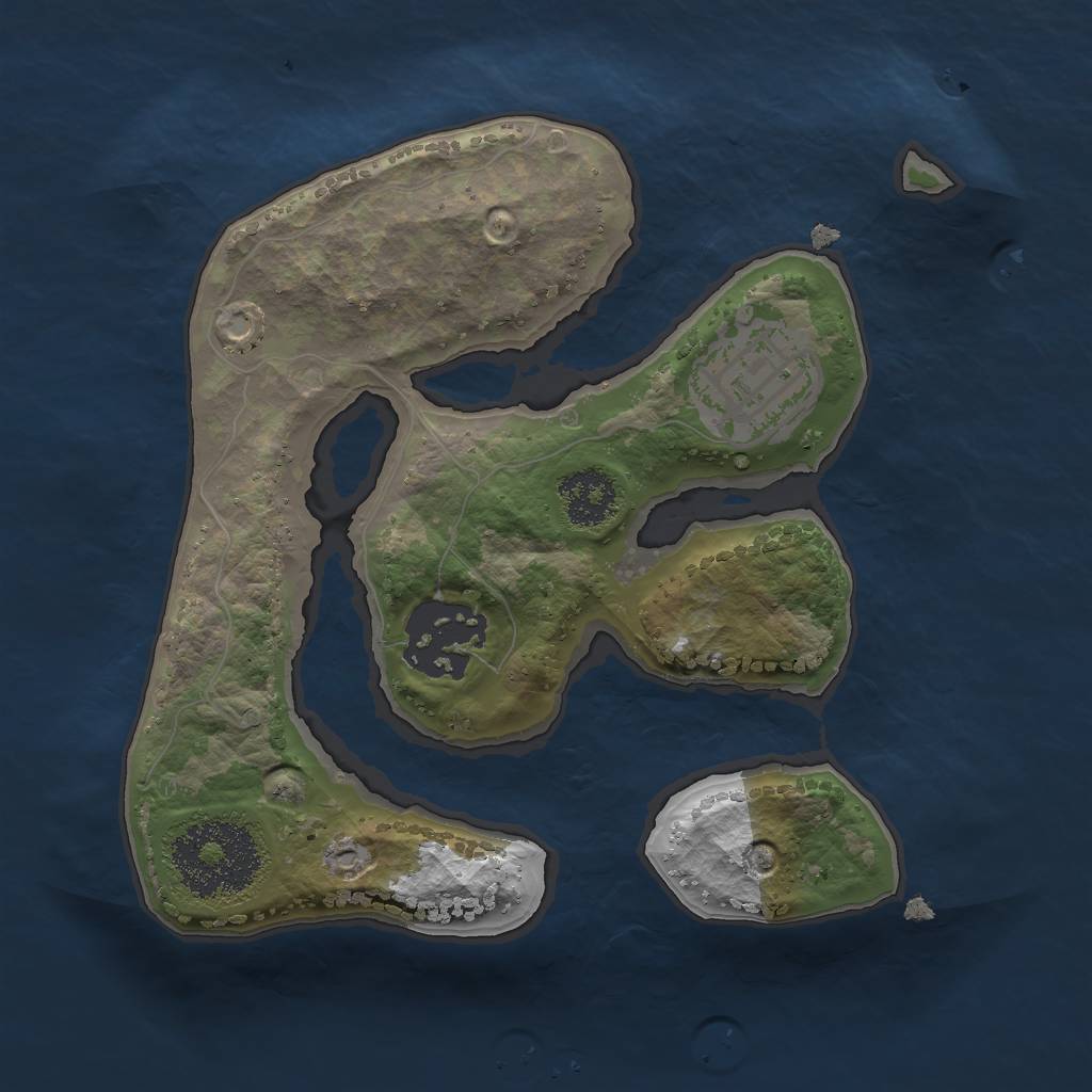 Rust Map: Procedural Map, Size: 2000, Seed: 45677, 4 Monuments