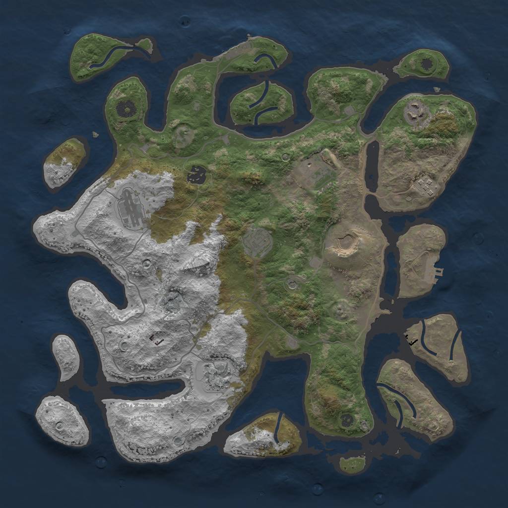 Rust Map: Procedural Map, Size: 4000, Seed: 1001058352, 13 Monuments