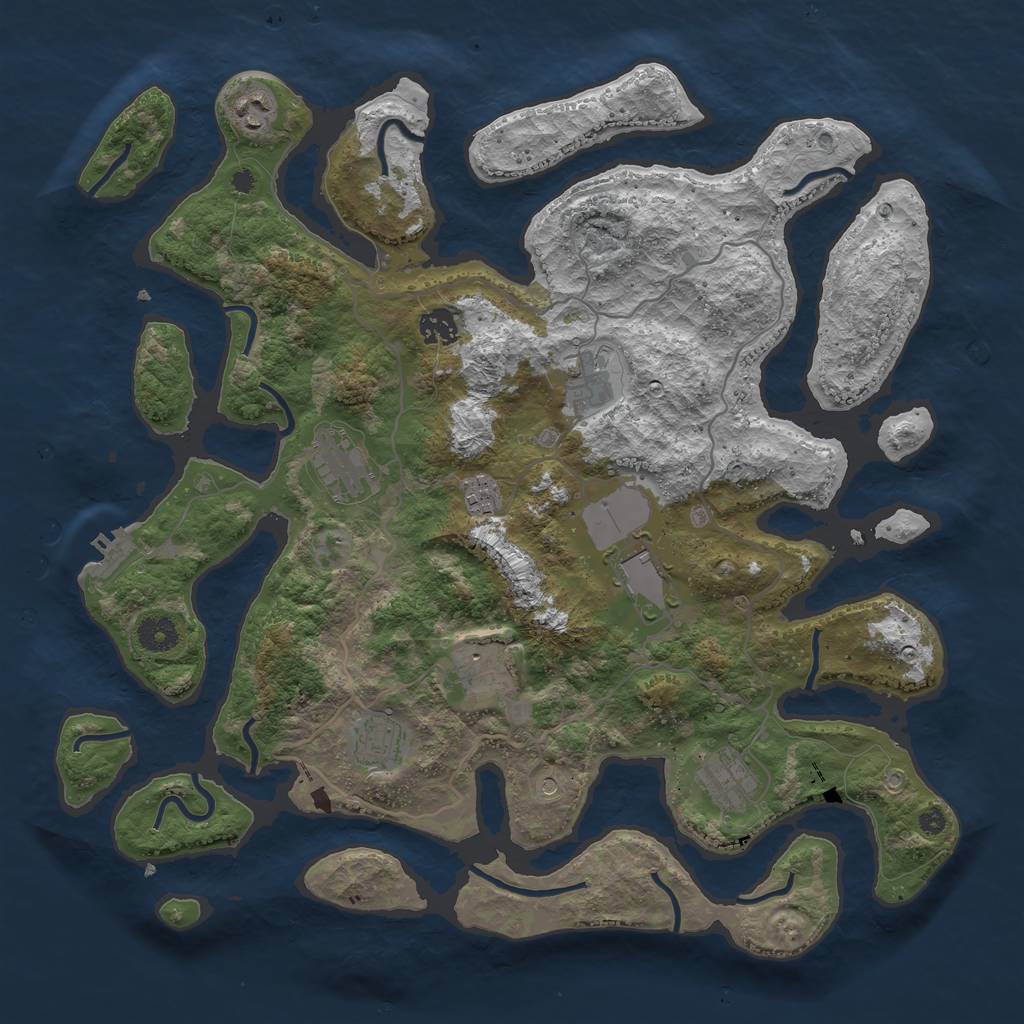 Rust Map: Procedural Map, Size: 4000, Seed: 192333399, 13 Monuments