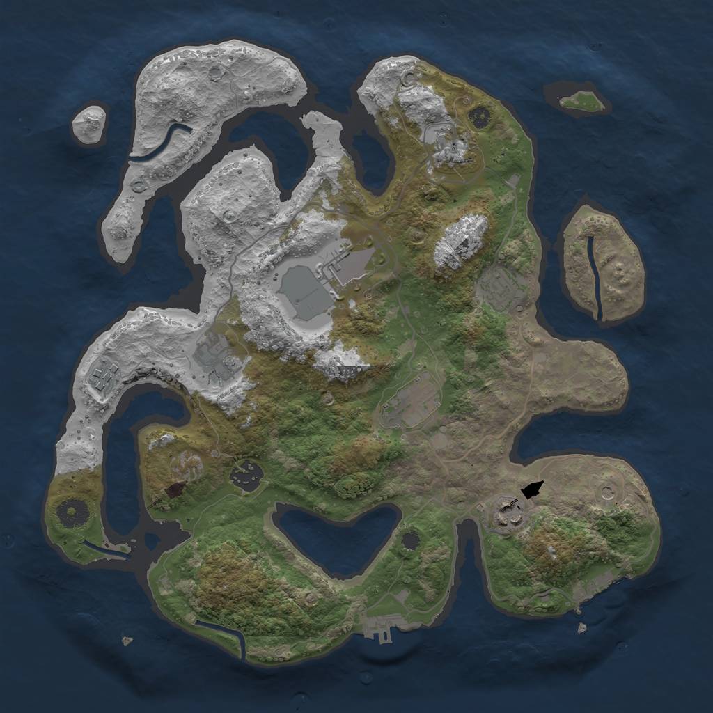 Rust Map: Procedural Map, Size: 3500, Seed: 65473829, 13 Monuments