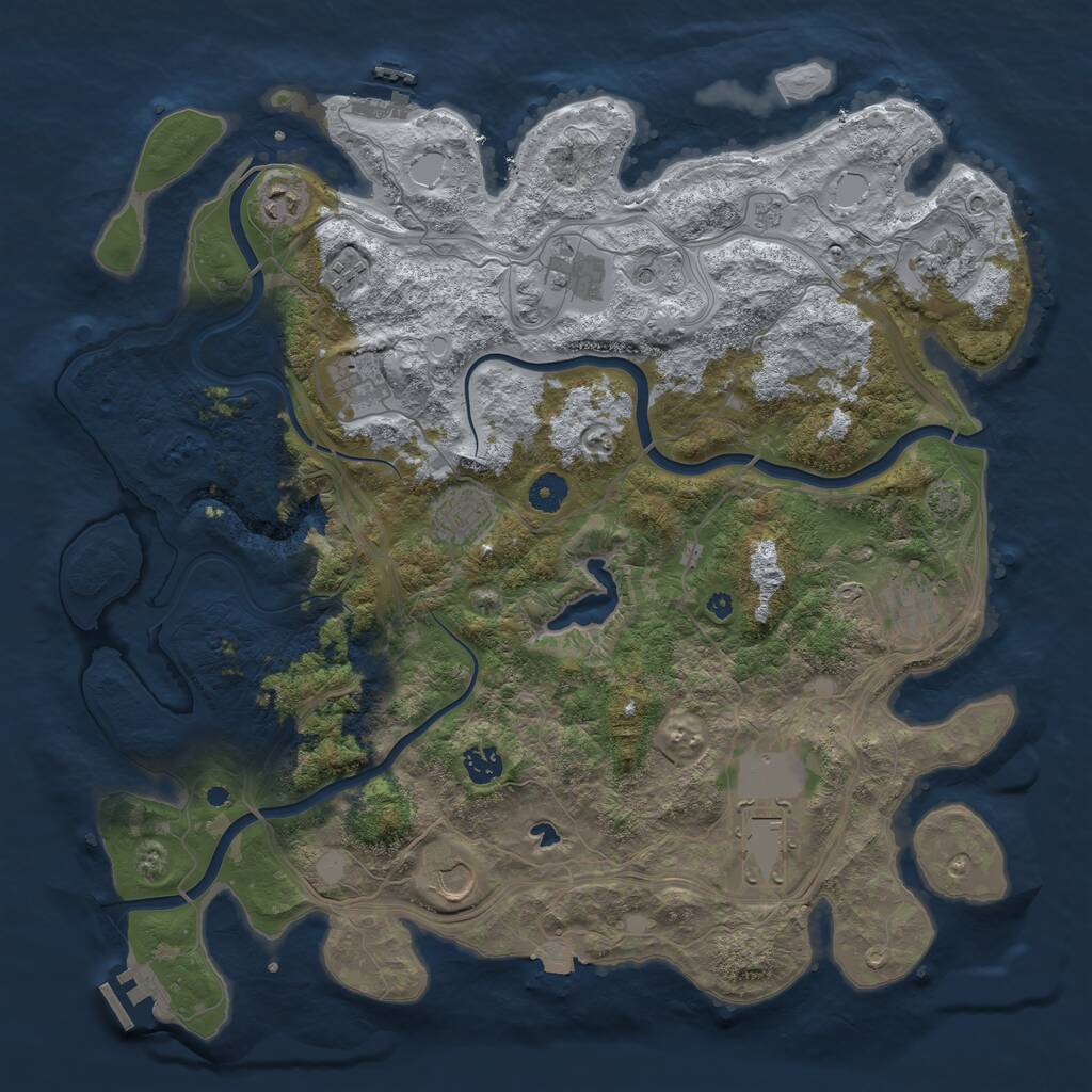 Rust Map: Procedural Map, Size: 4250, Seed: 734809, 16 Monuments