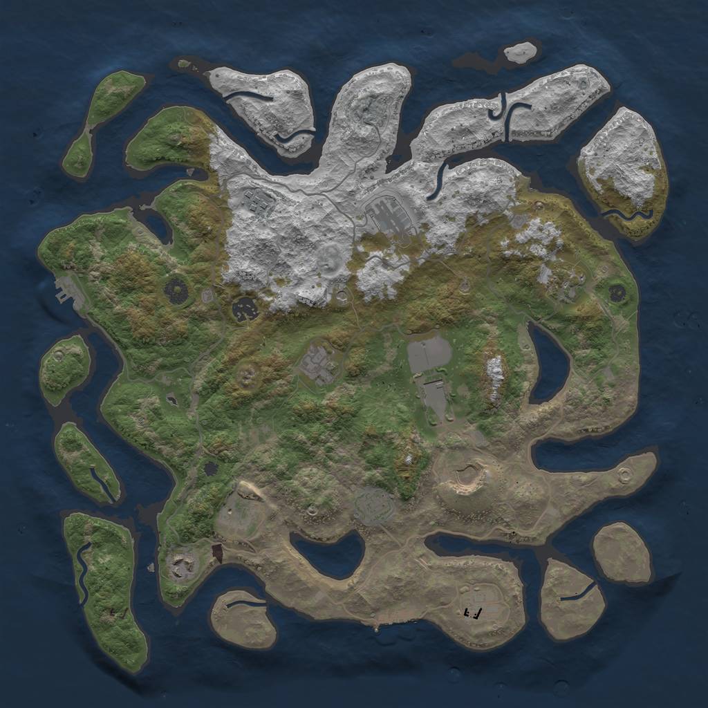 Rust Map: Procedural Map, Size: 4250, Seed: 734809, 16 Monuments