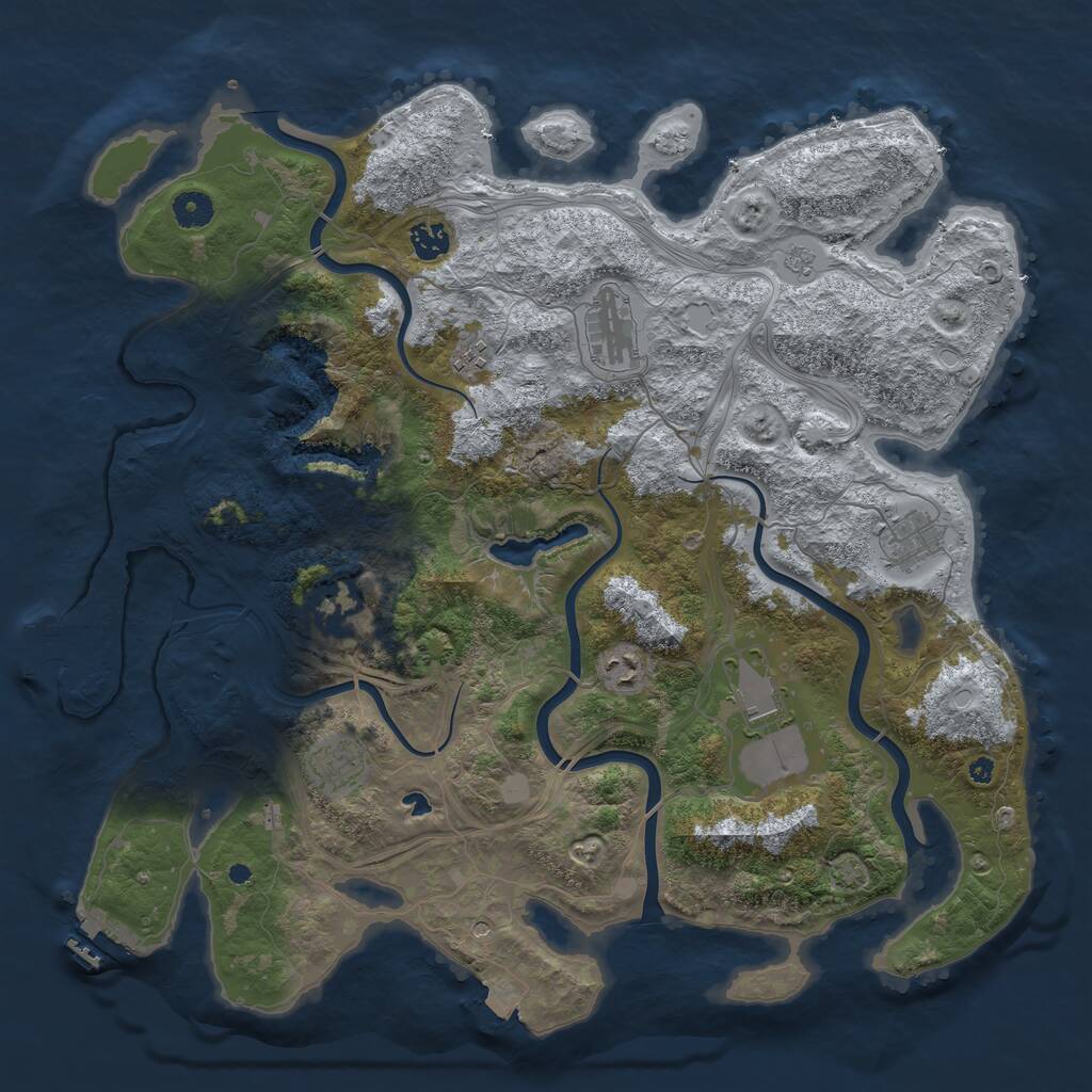 Rust Map: Procedural Map, Size: 4250, Seed: 394088, 14 Monuments