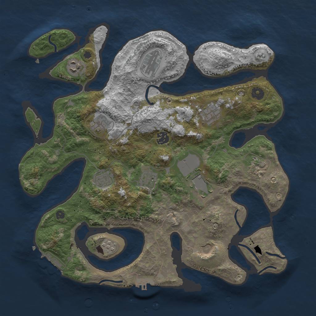 Rust Map: Procedural Map, Size: 3700, Seed: 1203388718, 16 Monuments