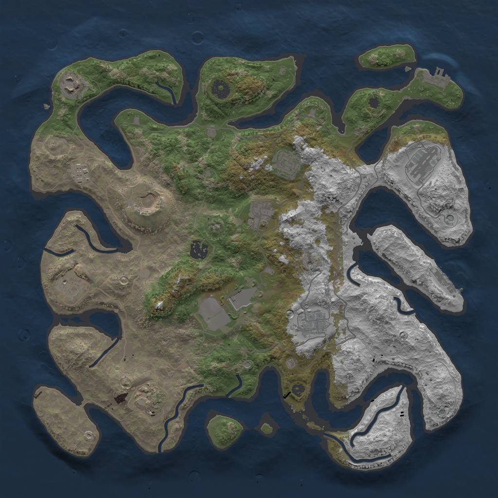 Rust Map: Procedural Map, Size: 4000, Seed: 13625, 16 Monuments