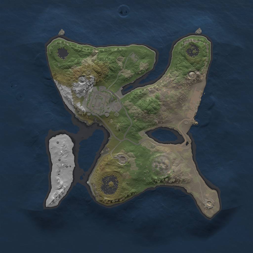 Rust Map: Procedural Map, Size: 2000, Seed: 8923, 4 Monuments