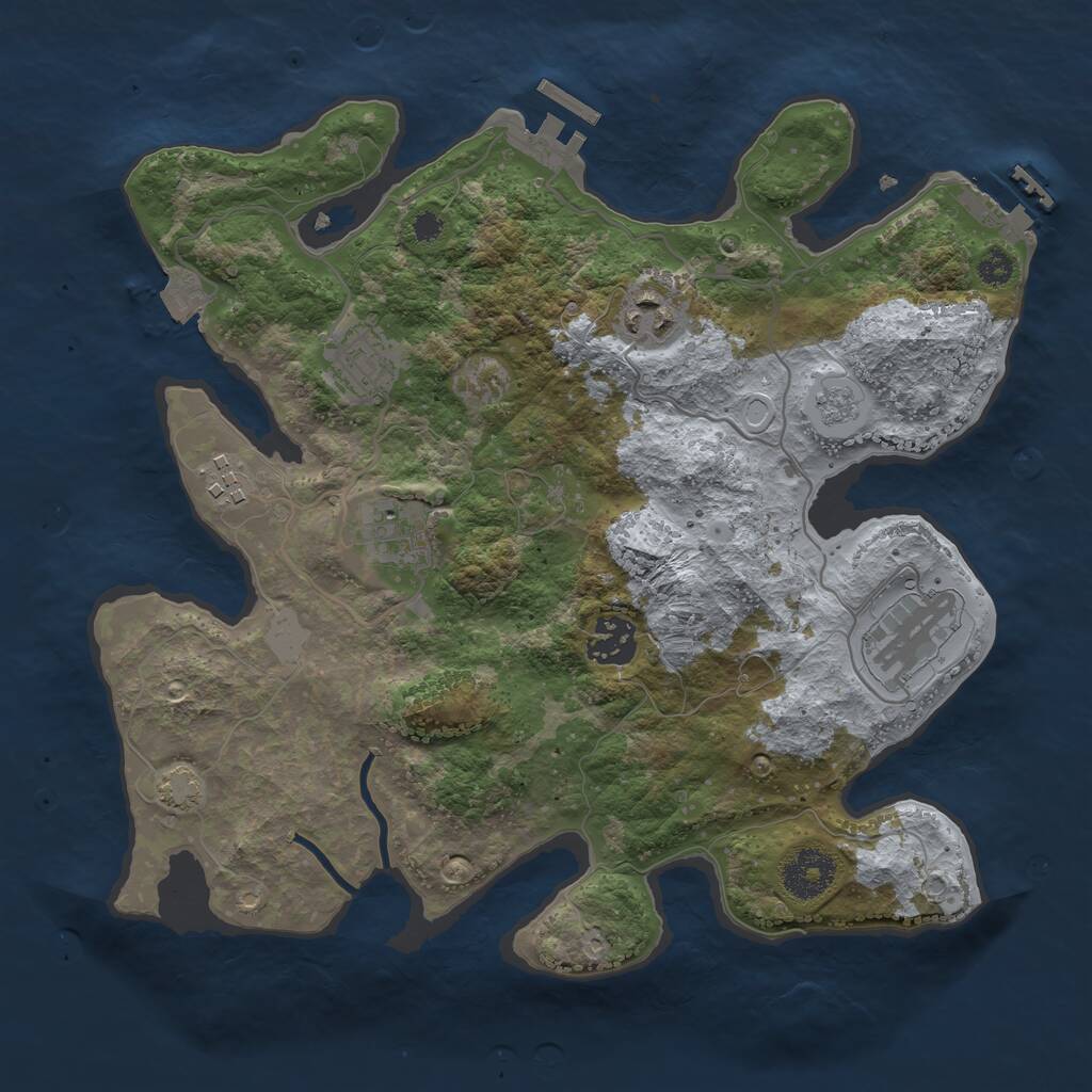 Rust Map: Procedural Map, Size: 3200, Seed: 115496, 11 Monuments