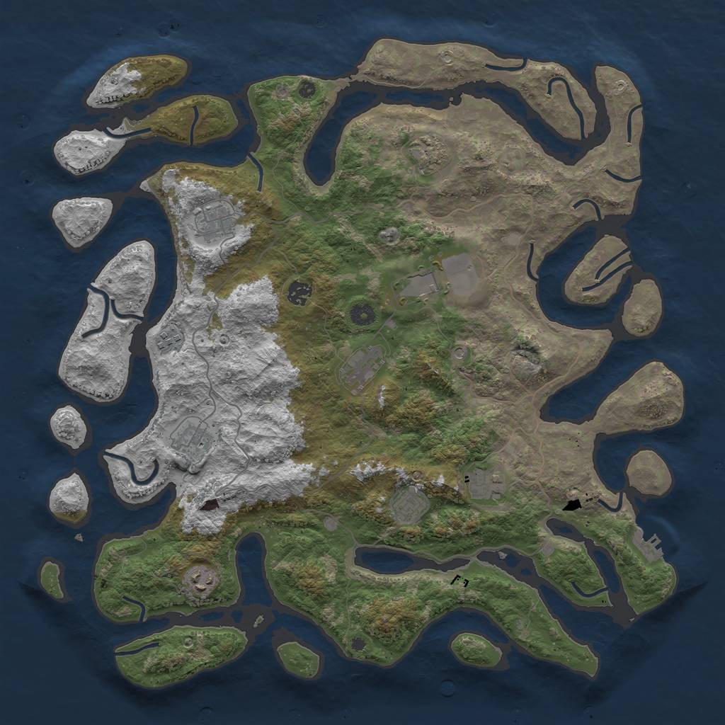 Rust Map: Procedural Map, Size: 4500, Seed: 87409145, 14 Monuments