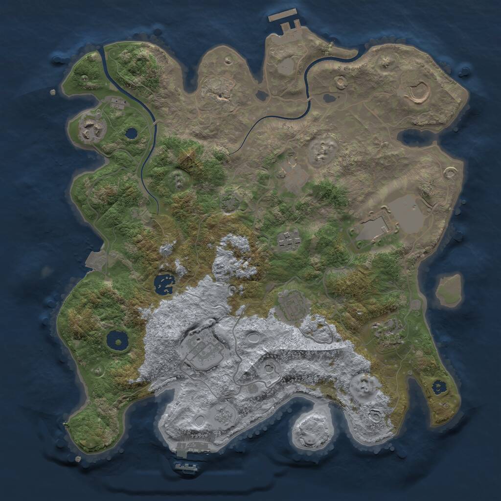 Rust Map: Procedural Map, Size: 3500, Seed: 13046, 15 Monuments