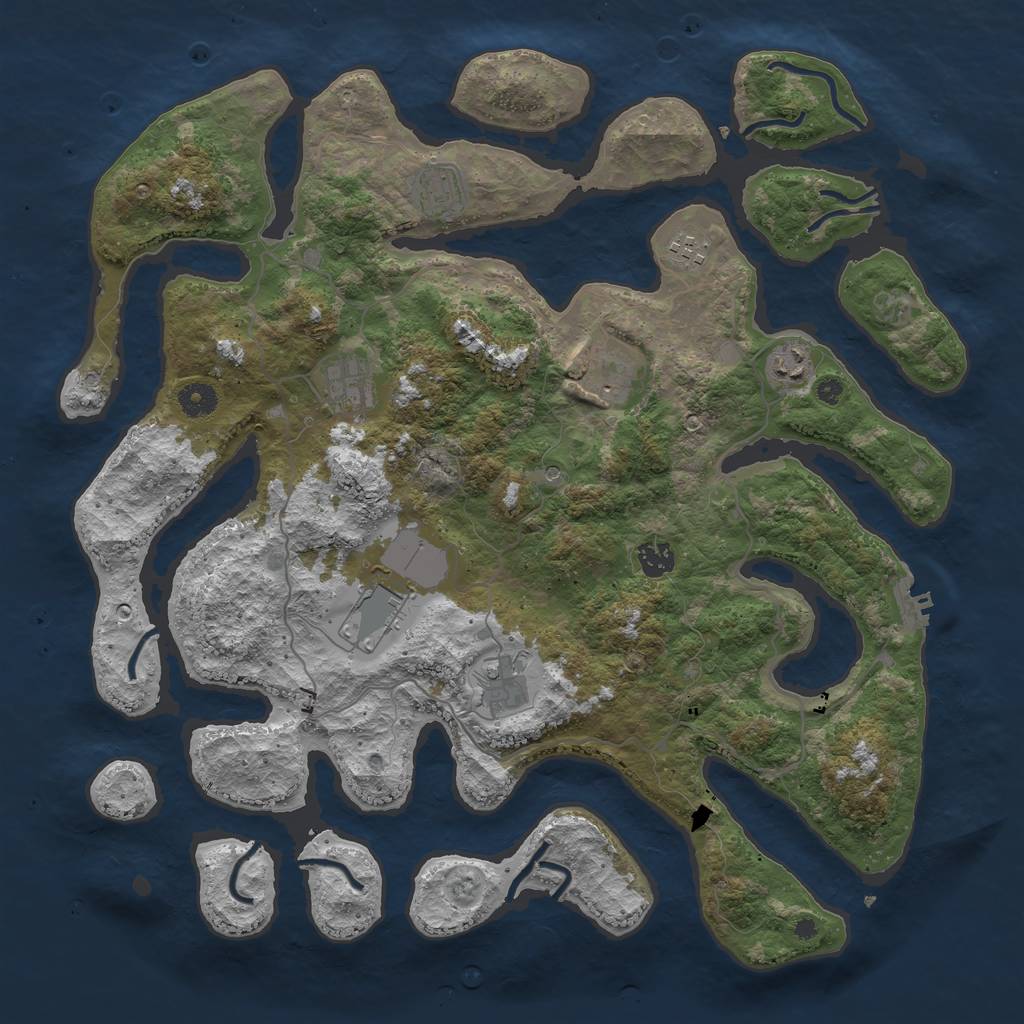 Rust Map: Procedural Map, Size: 4200, Seed: 1381887768, 12 Monuments