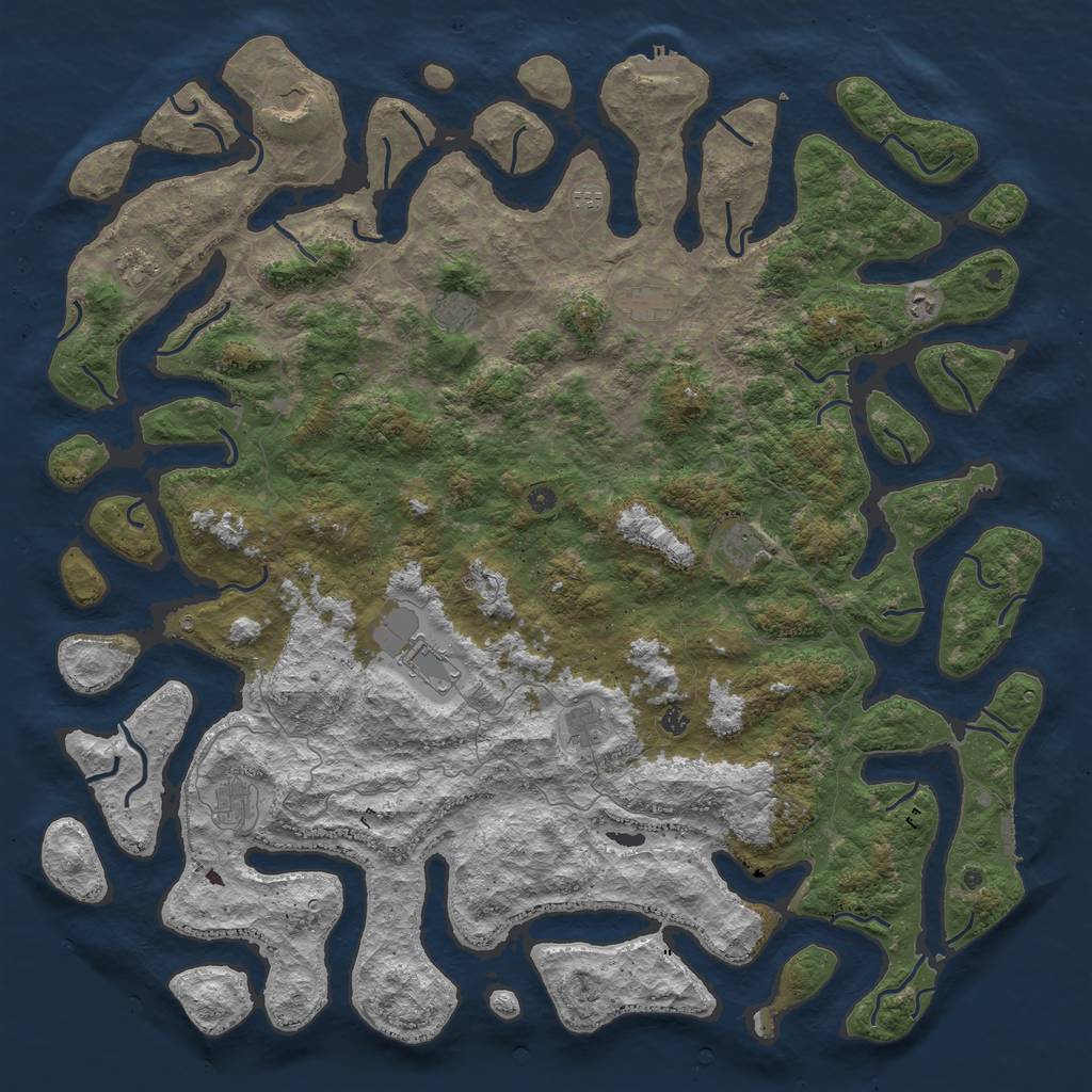 Rust Map: Procedural Map, Size: 6000, Seed: 1872054695, 16 Monuments