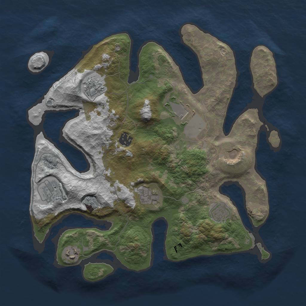 Rust Map: Barren, Size: 3500, Seed: 510694301, 12 Monuments