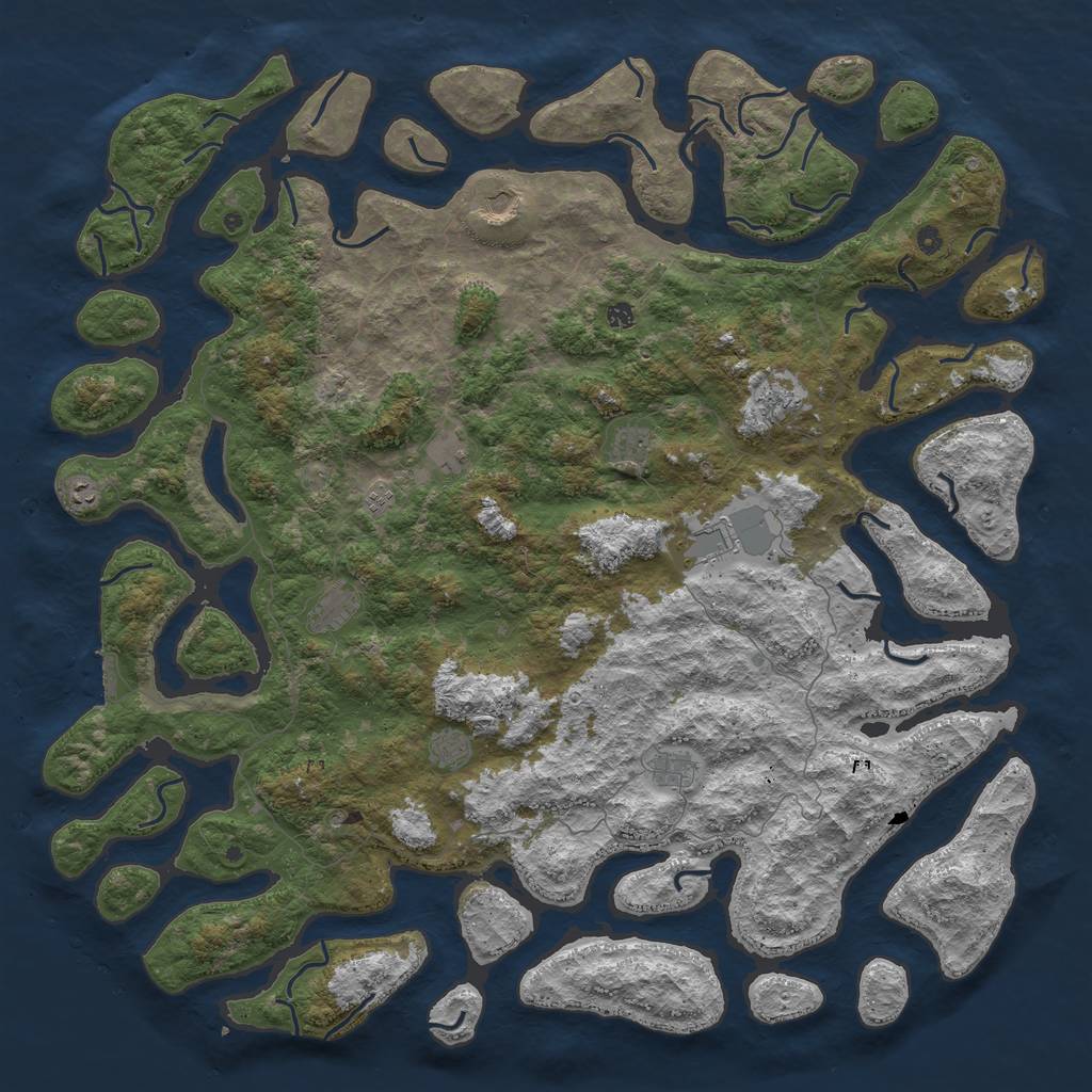 Rust Map: Procedural Map, Size: 6000, Seed: 333852563, 15 Monuments