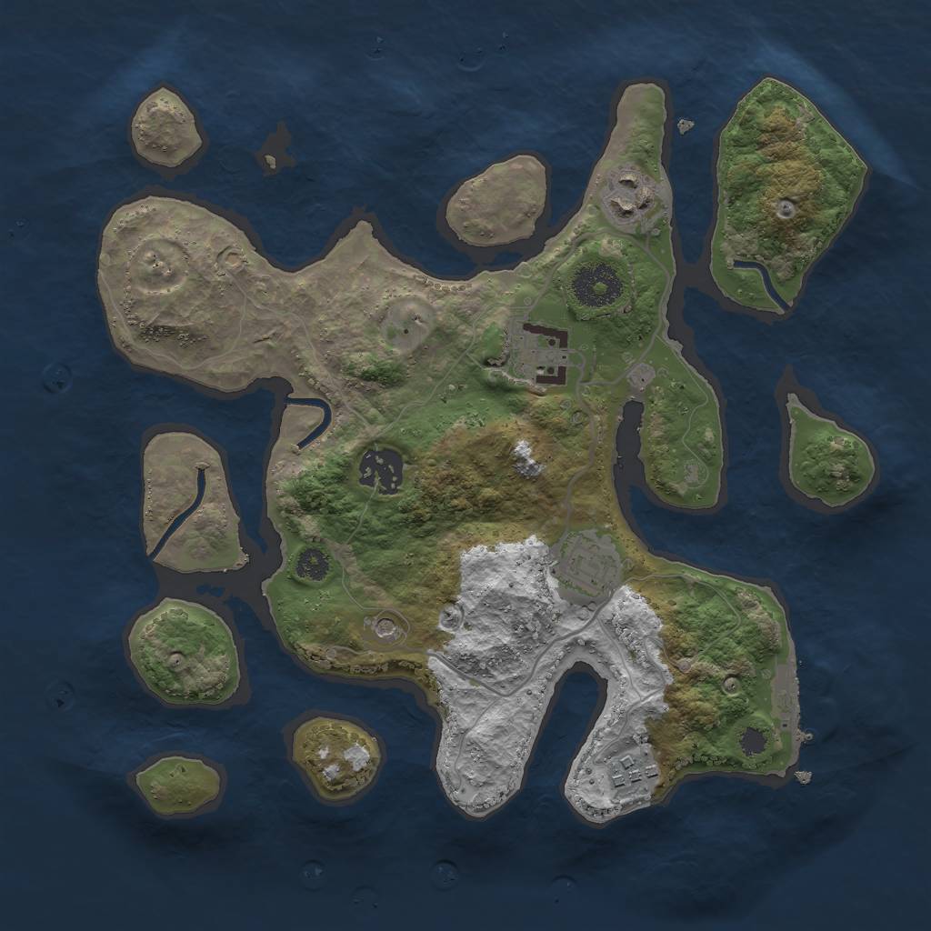 Rust Map: Procedural Map, Size: 3000, Seed: 4585, 9 Monuments