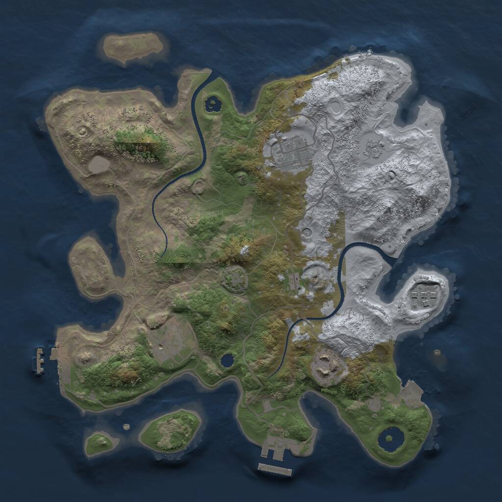 Rust Map: Procedural Map, Size: 3000, Seed: 769048, 10 Monuments