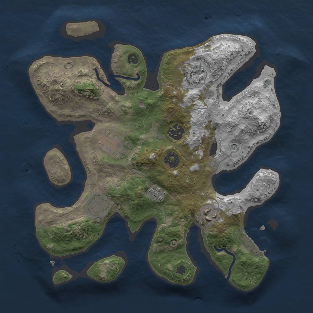 Rust Map: Procedural Map, Size: 3000, Seed: 769048, 10 Monuments