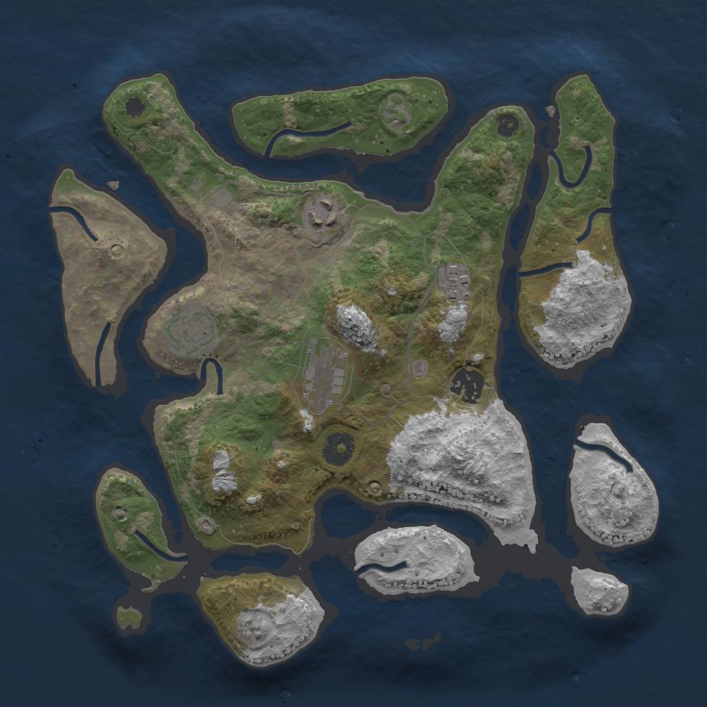 Rust Map: Procedural Map, Size: 3200, Seed: 12434534, 7 Monuments