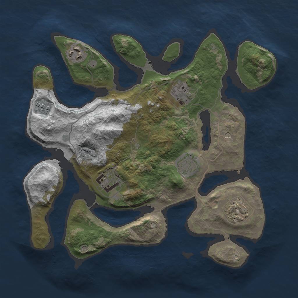 Rust Map: Barren, Size: 3000, Seed: 114971, 9 Monuments