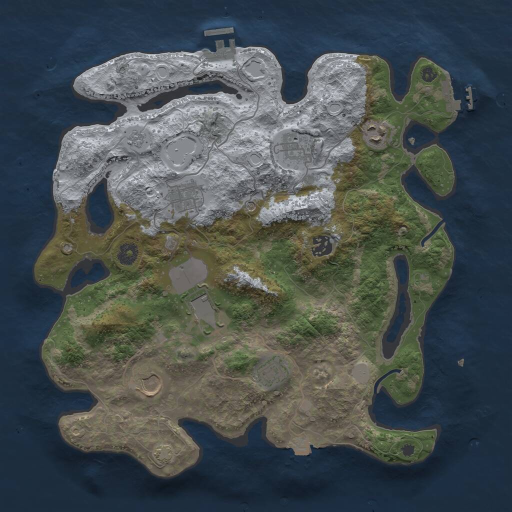 Rust Map: Procedural Map, Size: 3500, Seed: 1425647, 13 Monuments