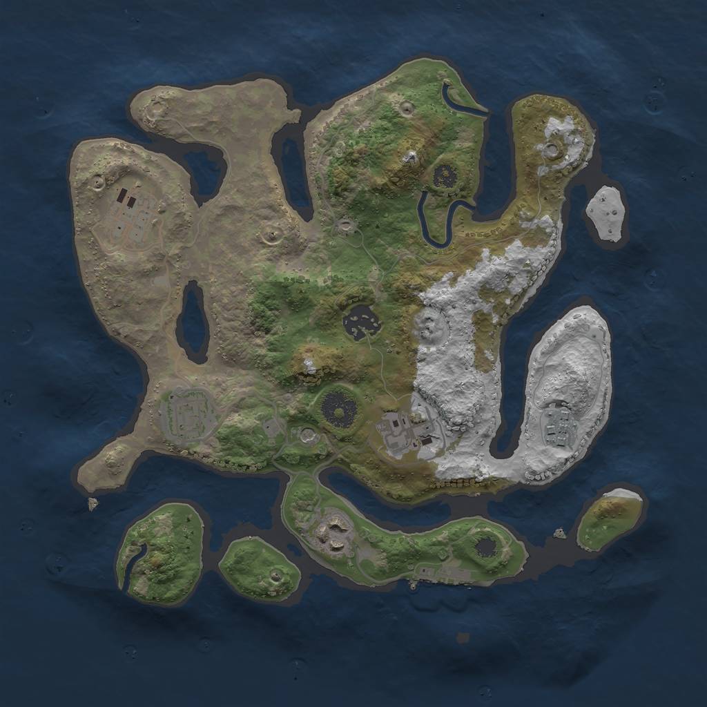 Rust Map: Procedural Map, Size: 3000, Seed: 2422905, 10 Monuments