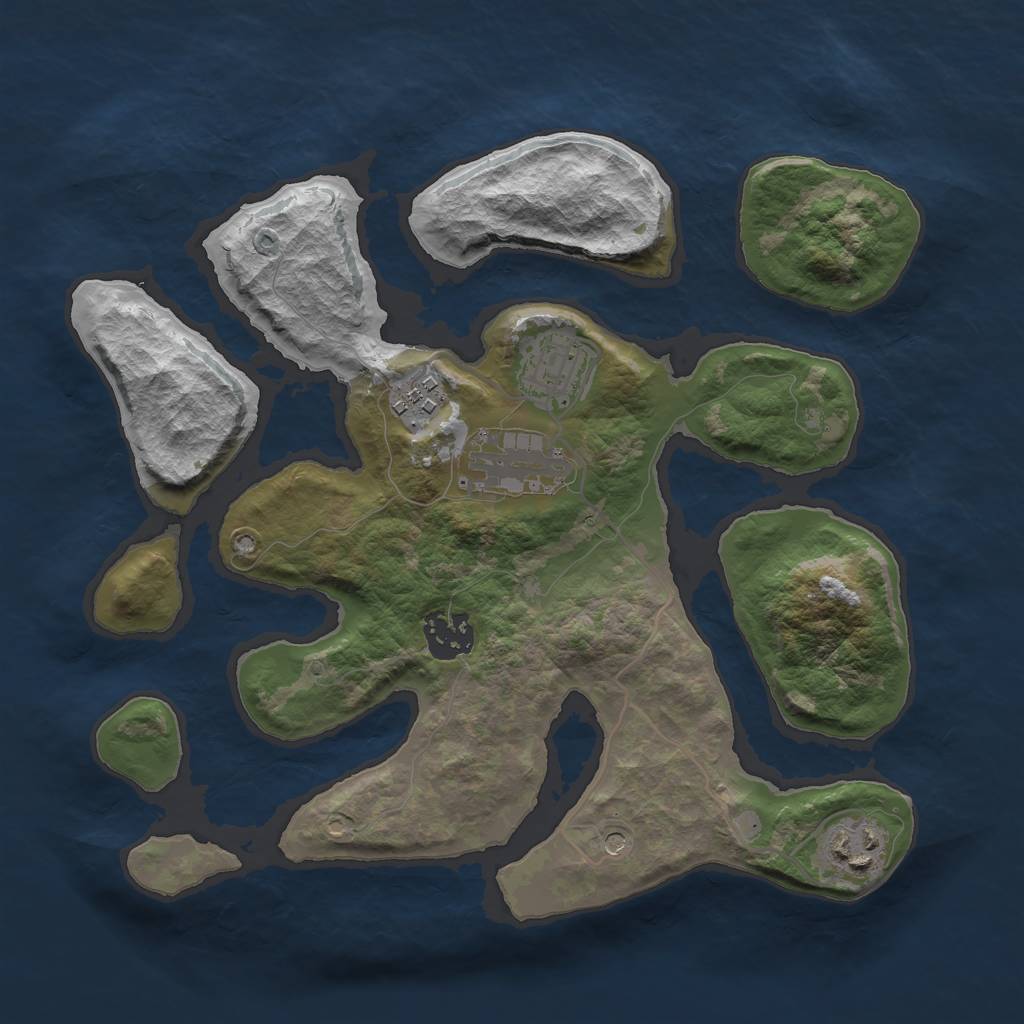 Rust Map: Barren, Size: 3000, Seed: 522346, 8 Monuments
