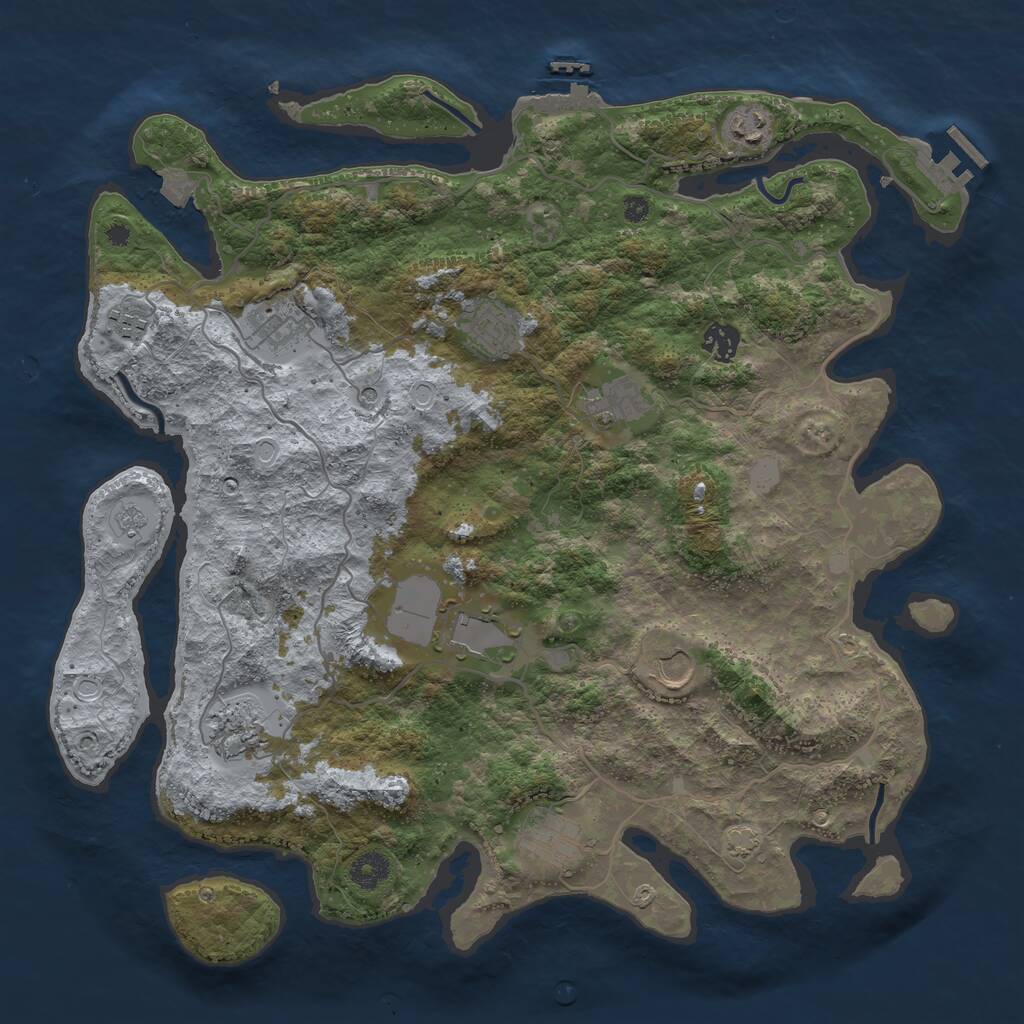 Rust Map: Procedural Map, Size: 4000, Seed: 584092345, 16 Monuments