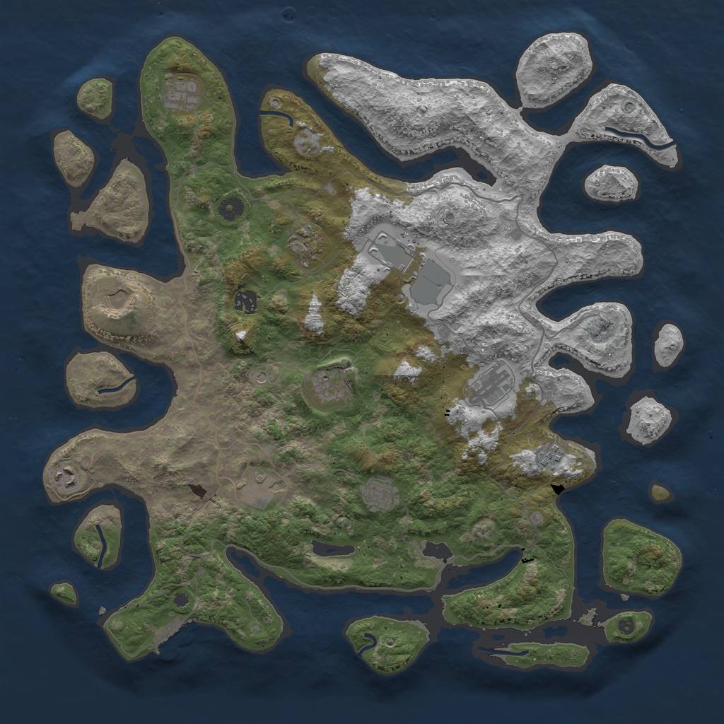 Rust Map: Procedural Map, Size: 4500, Seed: 228666777, 15 Monuments