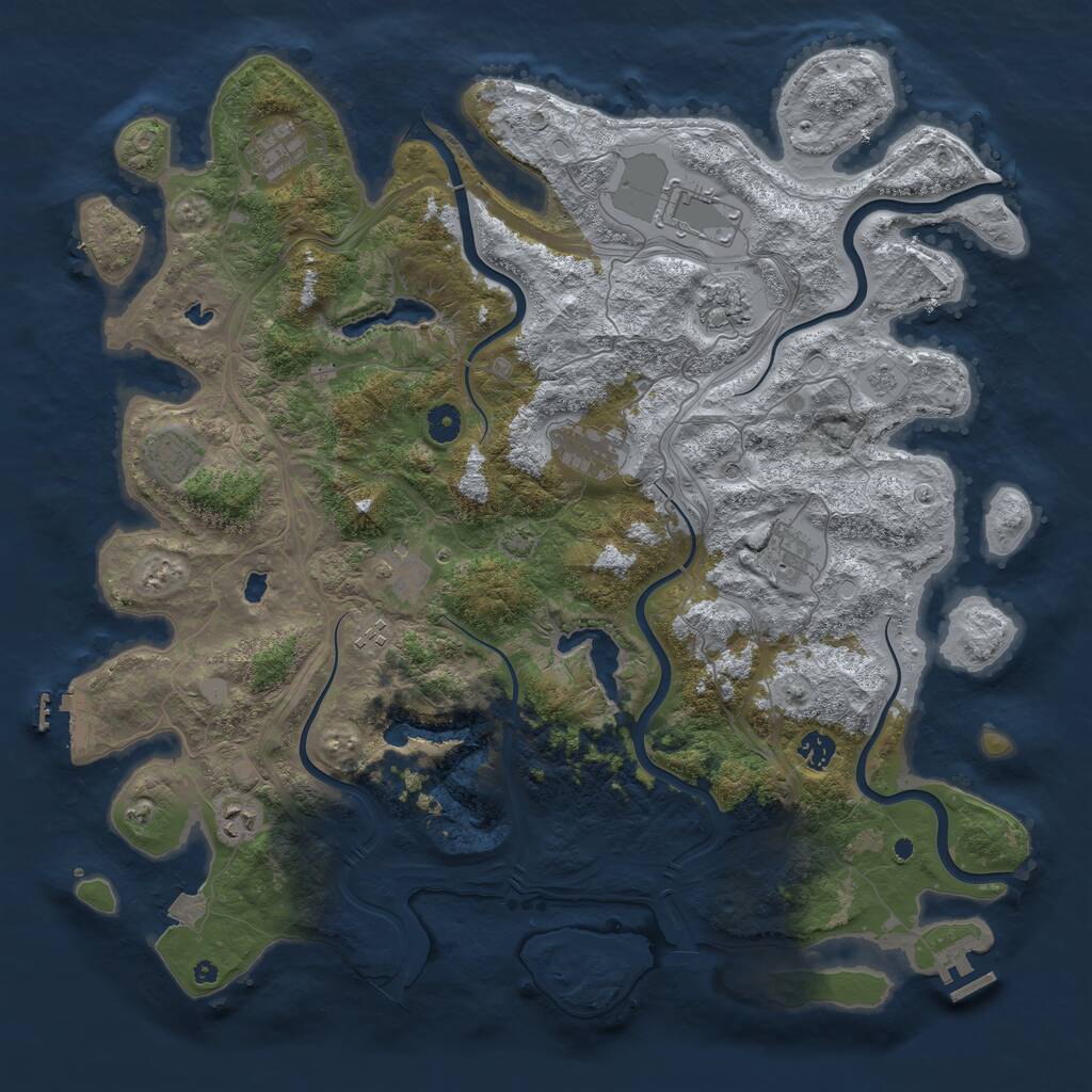 Rust Map: Procedural Map, Size: 4500, Seed: 228666777, 16 Monuments