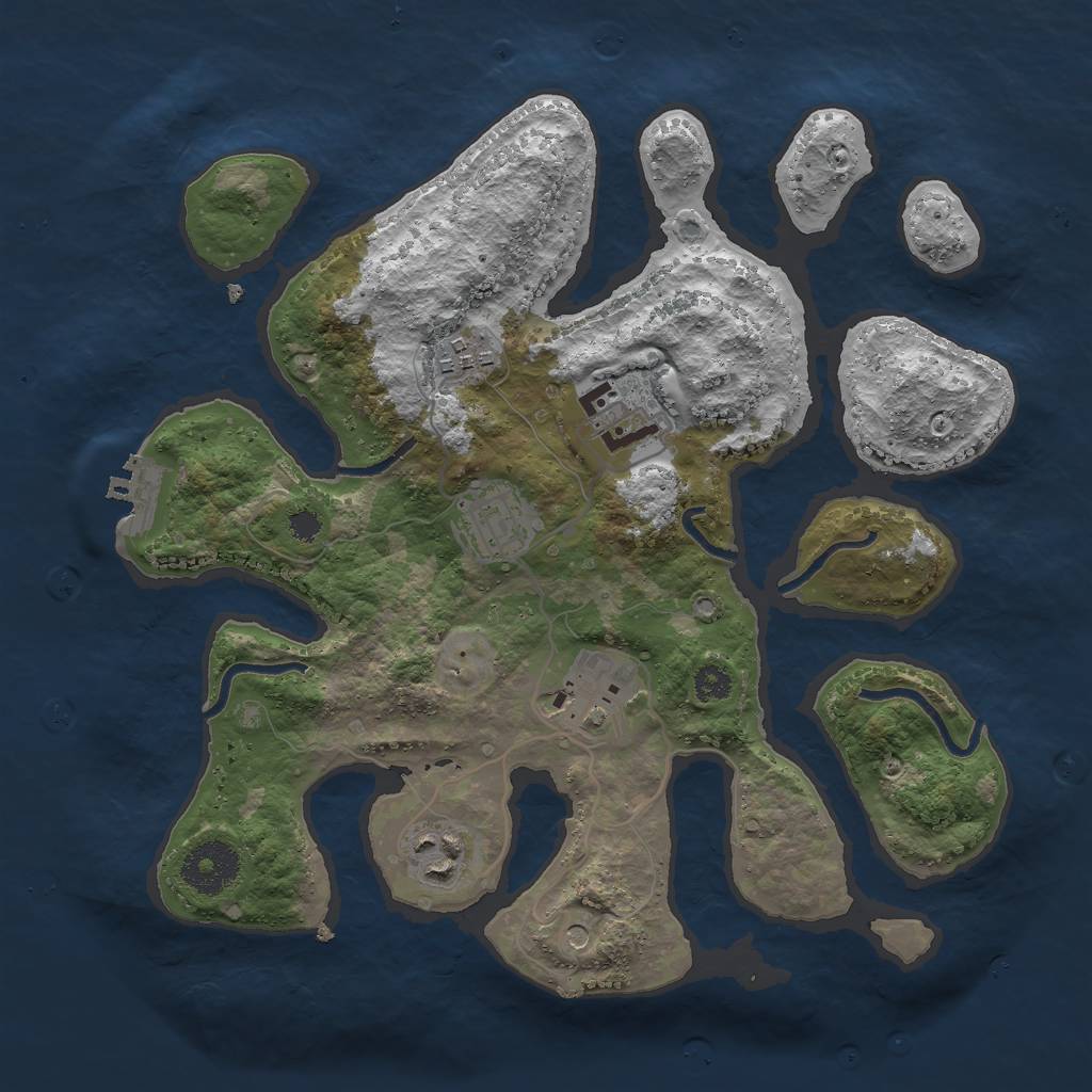 Rust Map: Procedural Map, Size: 3000, Seed: 520646, 9 Monuments