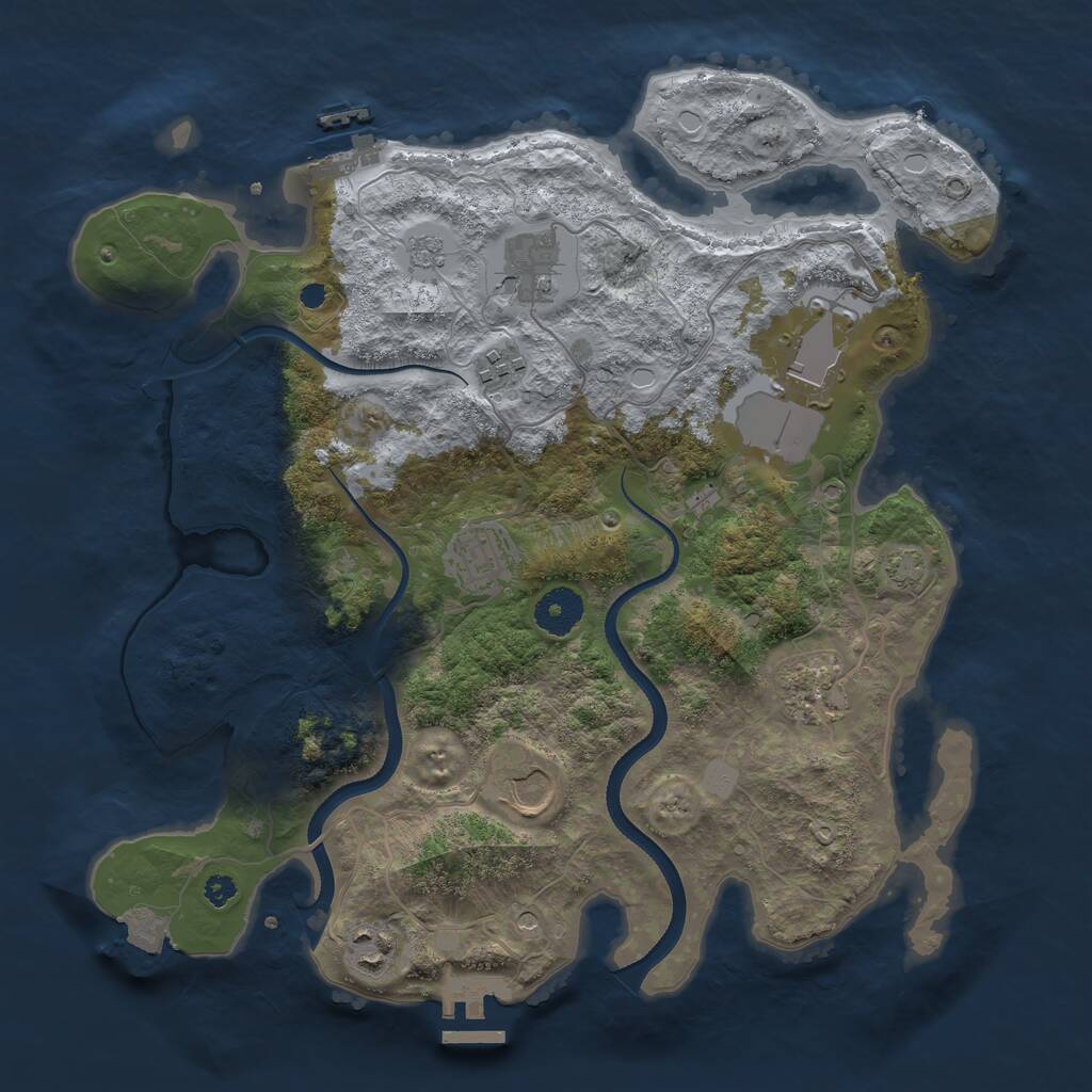 Rust Map: Procedural Map, Size: 3500, Seed: 266692536, 13 Monuments