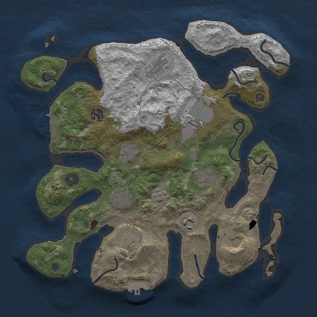 Rust Map: Procedural Map, Size: 3500, Seed: 266692536, 15 Monuments