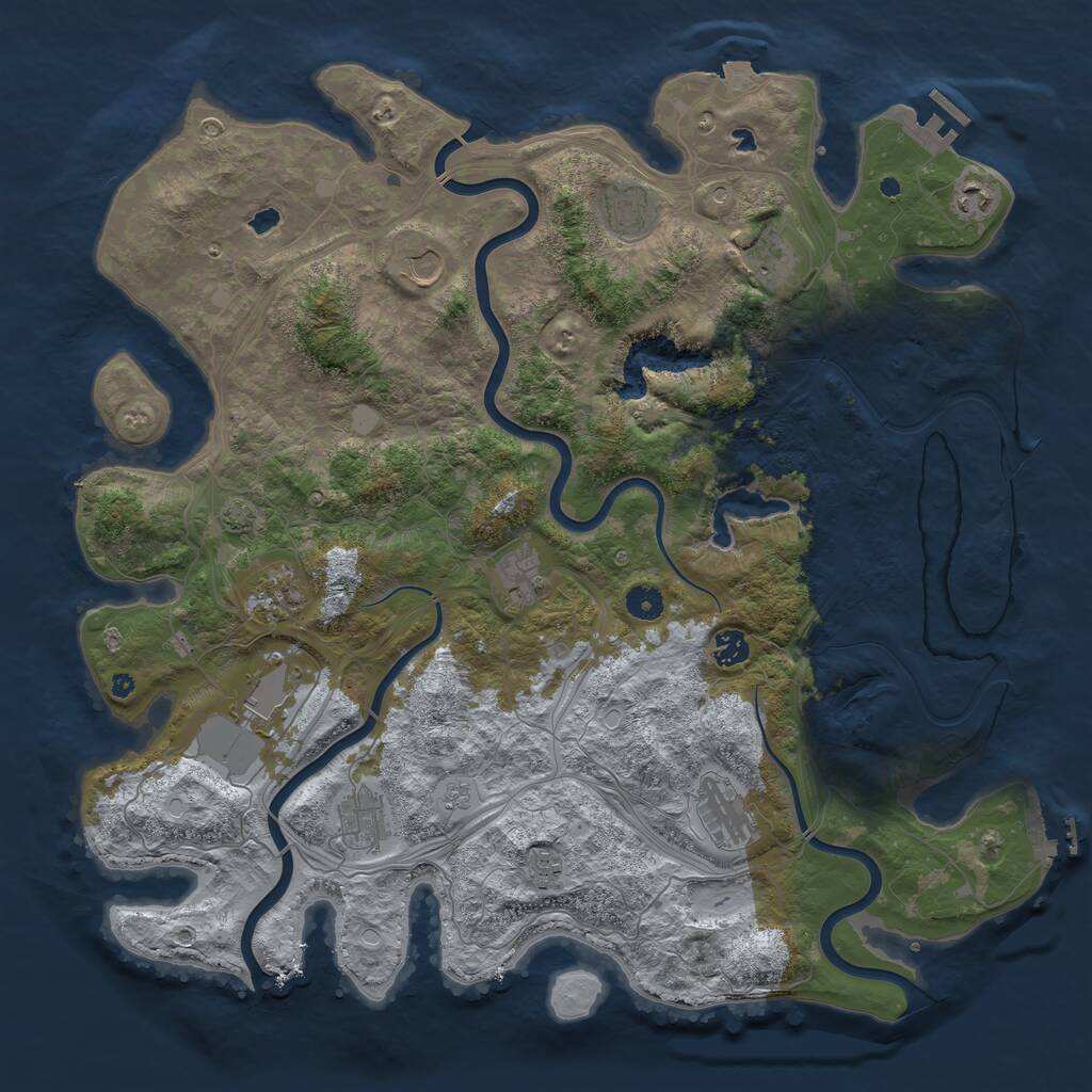 Rust Map: Procedural Map, Size: 4500, Seed: 755791286, 17 Monuments