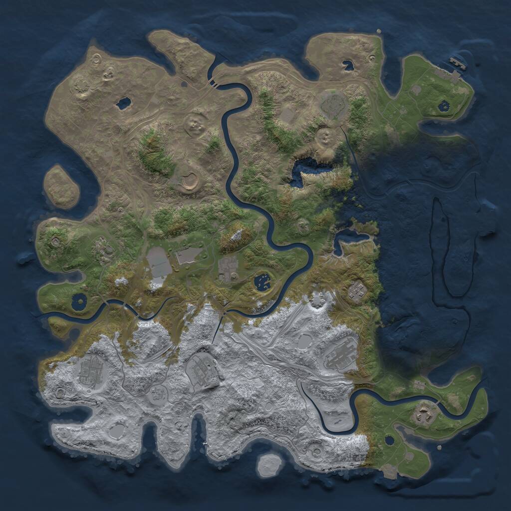 Rust Map: Procedural Map, Size: 4500, Seed: 755791286, 17 Monuments