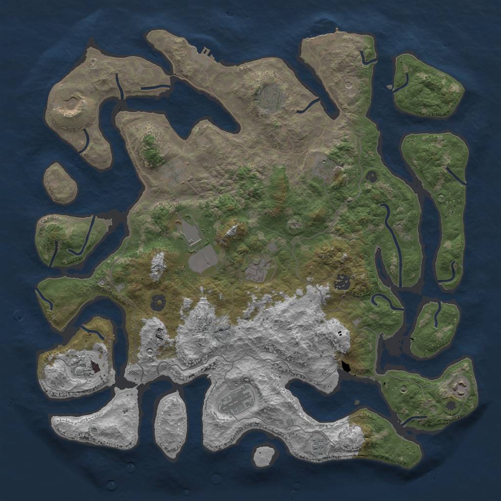 Rust Map: Procedural Map, Size: 4500, Seed: 755791286, 16 Monuments