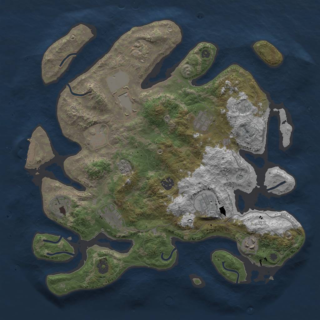 Rust Map: Procedural Map, Size: 3800, Seed: 155454, 14 Monuments