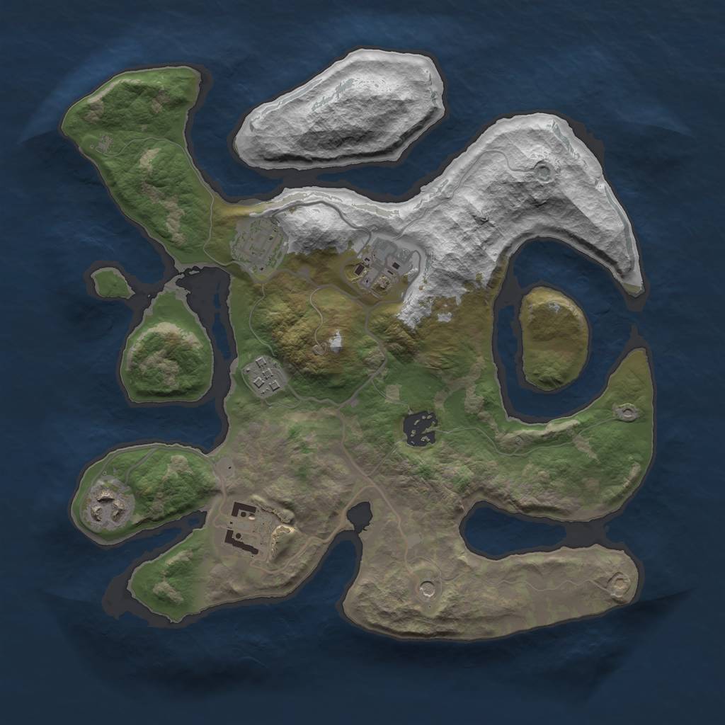 Rust Map: Barren, Size: 3000, Seed: 741503, 9 Monuments