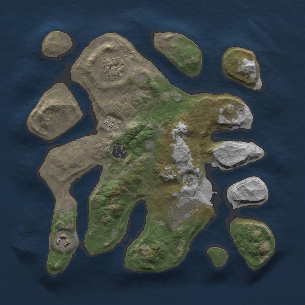 Rust Map: Barren, Size: 3000, Seed: 949488, 8 Monuments