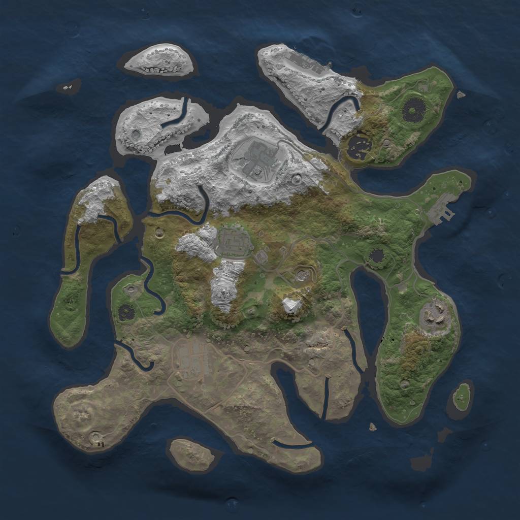 Rust Map: Procedural Map, Size: 3250, Seed: 1898782616, 10 Monuments