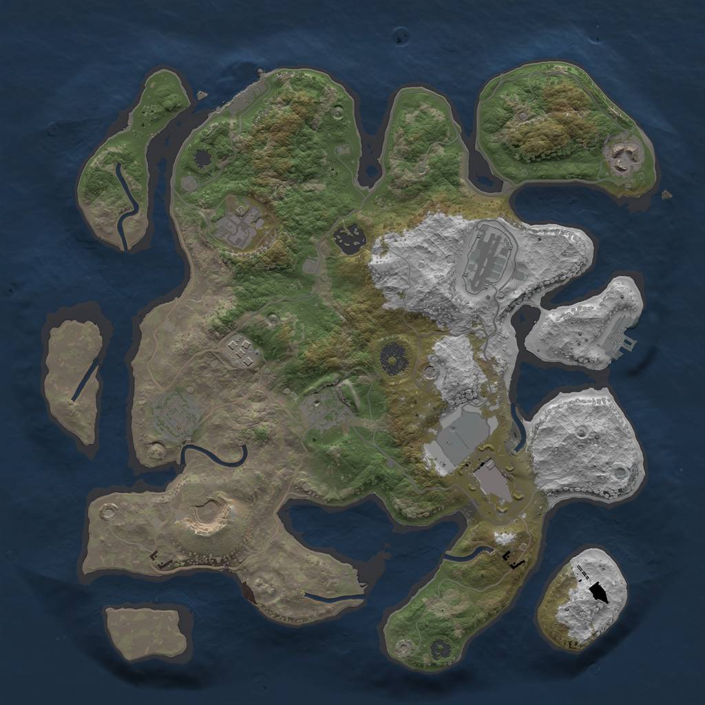 Rust Map: Procedural Map, Size: 3500, Seed: 850368807, 14 Monuments