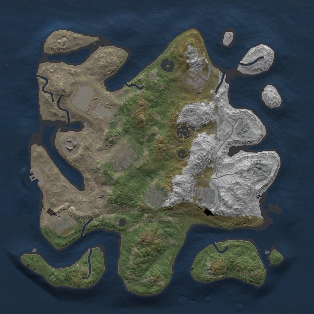 Rust Map: Procedural Map, Size: 3500, Seed: 1375695273, 13 Monuments