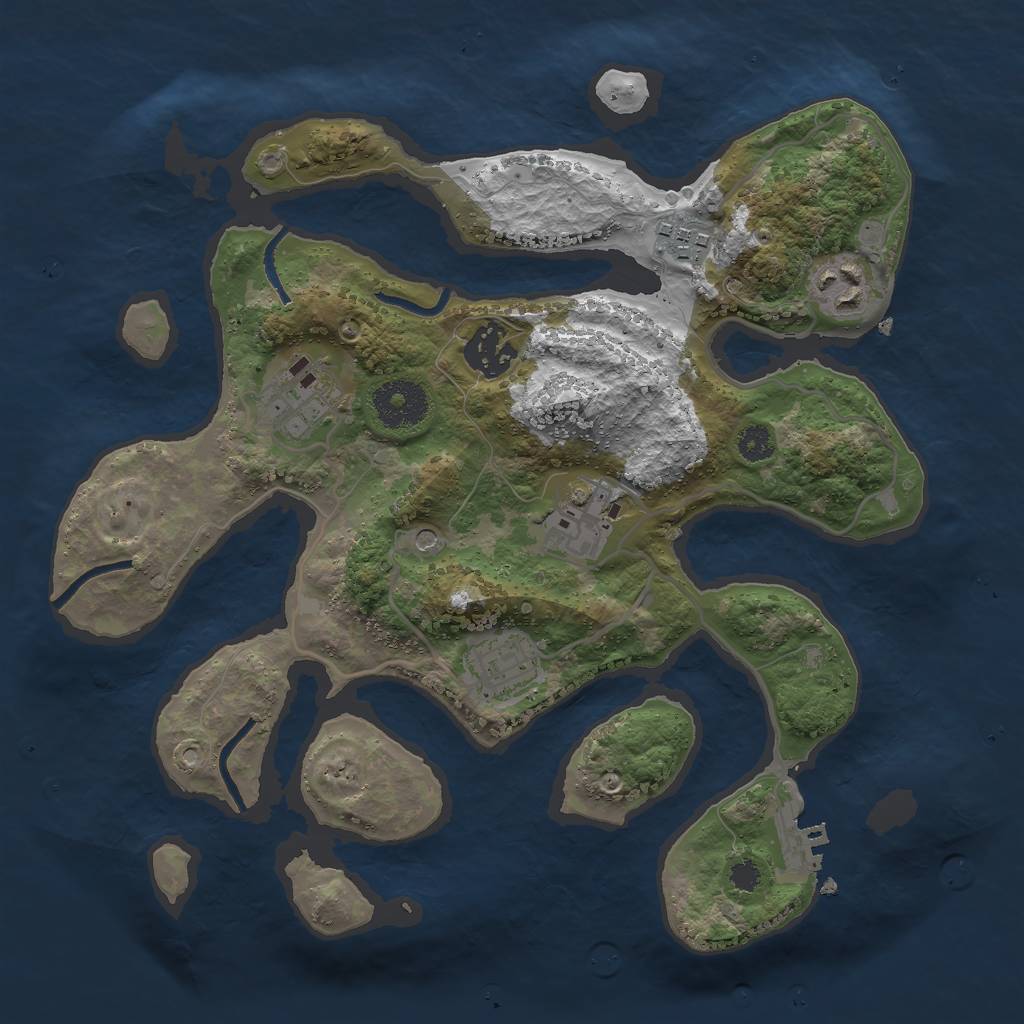 Rust Map: Procedural Map, Size: 3000, Seed: 782844687, 10 Monuments